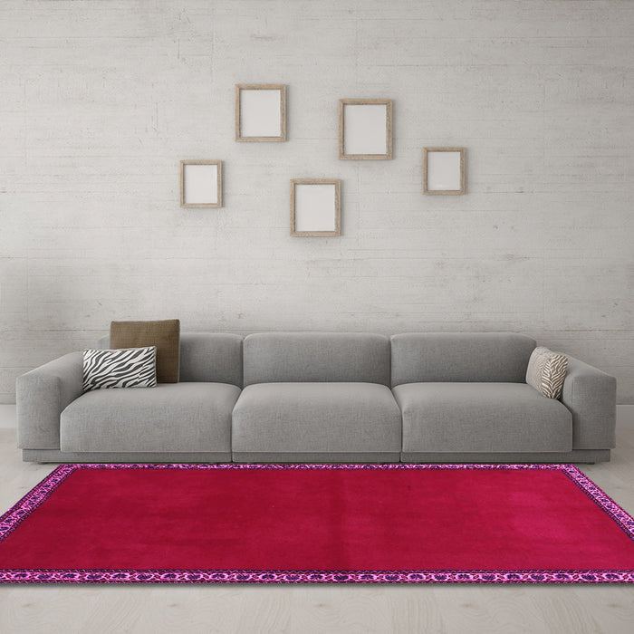 Machine Washable Abstract Pink Contemporary Rug in a Living Room, wshcon1069pnk