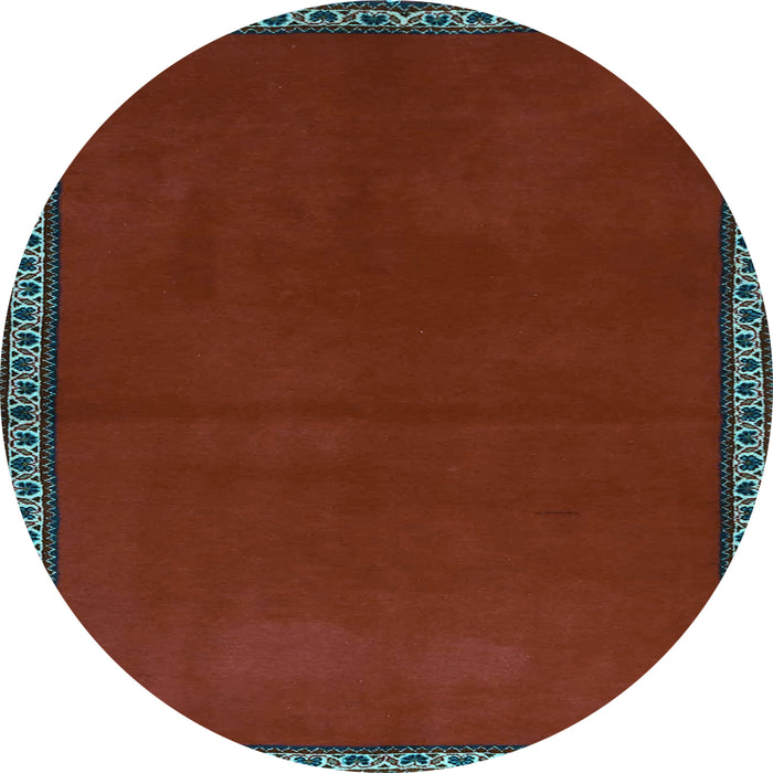 Round Abstract Light Blue Contemporary Rug, con1069lblu