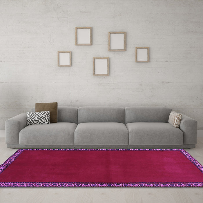Machine Washable Abstract Purple Contemporary Area Rugs in a Living Room, wshcon1069pur