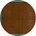 Round Abstract Turquoise Contemporary Rug, con1069turq