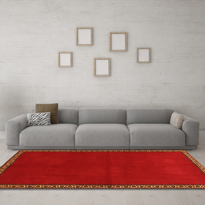 Machine Washable Abstract Orange Contemporary Area Rugs in a Living Room, wshcon1069org