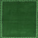 Square Machine Washable Abstract Emerald Green Contemporary Area Rugs, wshcon1069emgrn