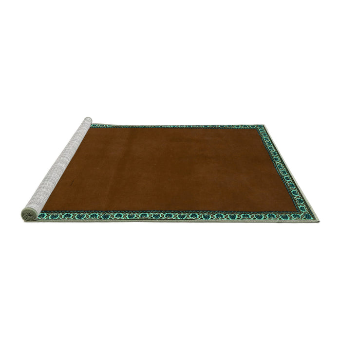 Sideview of Machine Washable Abstract Turquoise Contemporary Area Rugs, wshcon1069turq