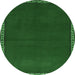 Round Machine Washable Abstract Emerald Green Contemporary Area Rugs, wshcon1069emgrn