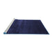 Sideview of Machine Washable Abstract Blue Contemporary Rug, wshcon106blu