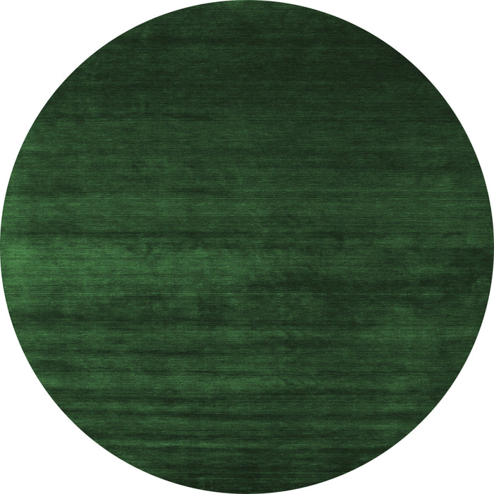 Round Machine Washable Abstract Emerald Green Contemporary Area Rugs, wshcon106emgrn
