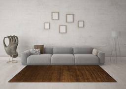Machine Washable Abstract Orange Contemporary Area Rugs in a Living Room, wshcon106org