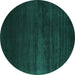 Round Machine Washable Abstract Turquoise Contemporary Area Rugs, wshcon106turq