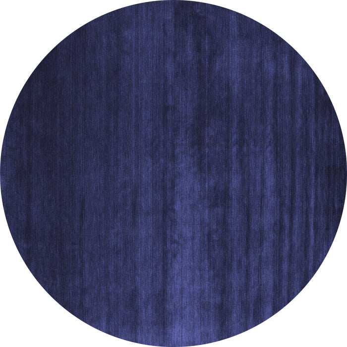 Round Abstract Blue Contemporary Rug, con106blu