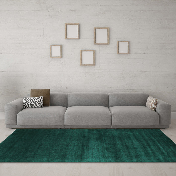 Machine Washable Abstract Turquoise Contemporary Area Rugs in a Living Room,, wshcon106turq