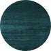 Round Abstract Light Blue Contemporary Rug, con106lblu