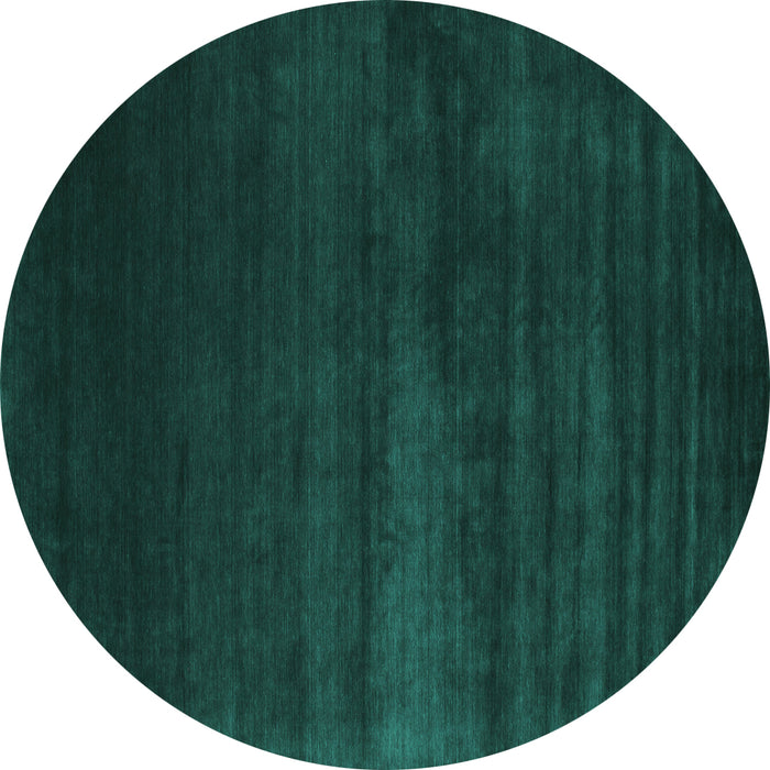 Round Abstract Turquoise Contemporary Rug, con106turq