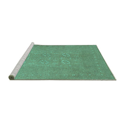 Sideview of Machine Washable Abstract Turquoise Contemporary Area Rugs, wshcon1070turq