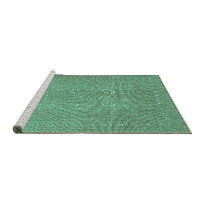 Sideview of Machine Washable Abstract Turquoise Contemporary Area Rugs, wshcon1070turq