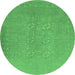 Round Abstract Emerald Green Contemporary Rug, con1070emgrn