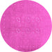 Round Abstract Pink Contemporary Rug, con1070pnk