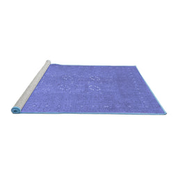 Sideview of Machine Washable Abstract Blue Contemporary Rug, wshcon1070blu
