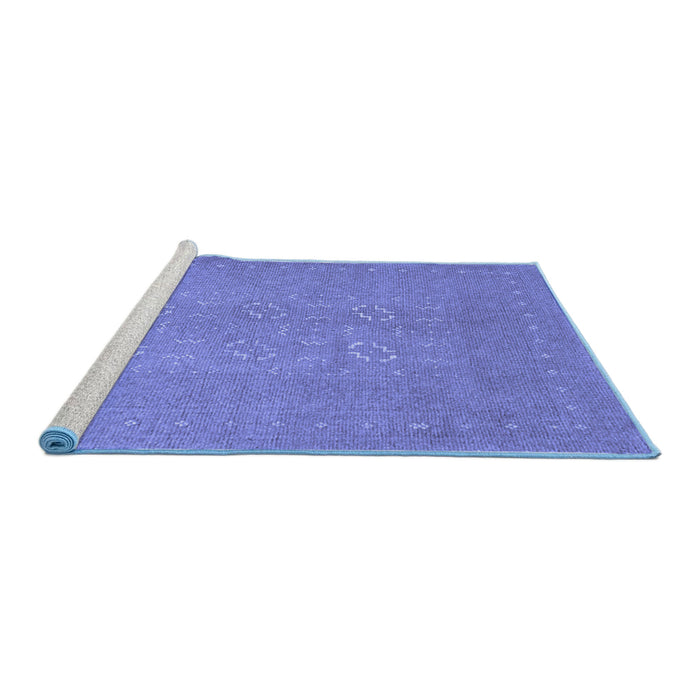 Sideview of Machine Washable Abstract Blue Contemporary Rug, wshcon1070blu