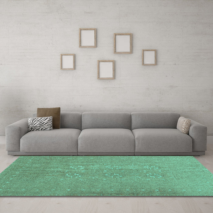 Machine Washable Abstract Turquoise Contemporary Area Rugs in a Living Room,, wshcon1070turq