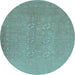 Round Machine Washable Abstract Light Blue Contemporary Rug, wshcon1070lblu