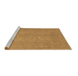 Sideview of Machine Washable Abstract Brown Contemporary Rug, wshcon1070brn