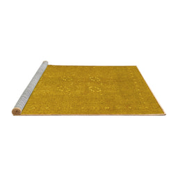 Sideview of Machine Washable Abstract Yellow Contemporary Rug, wshcon1070yw