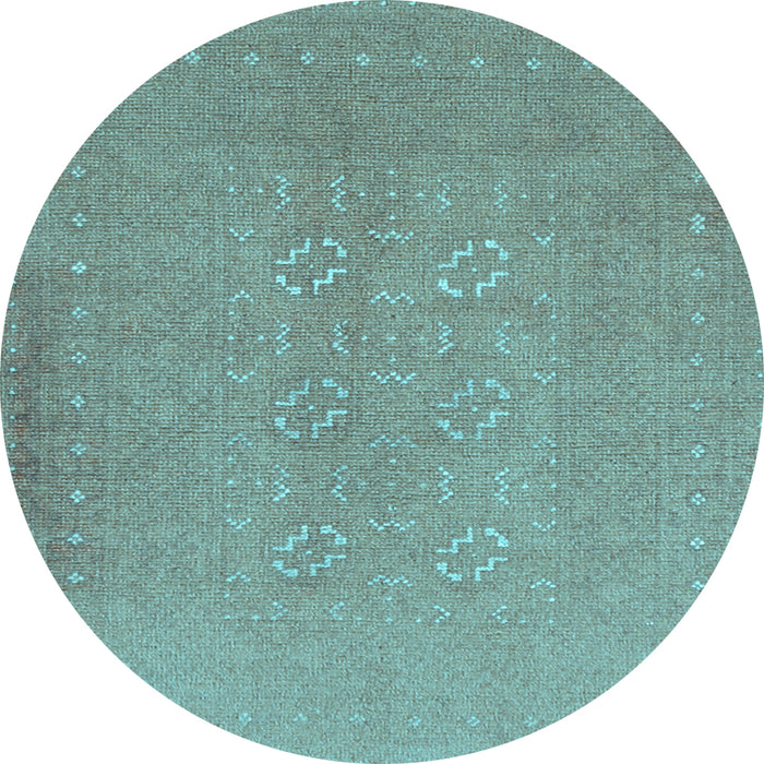 Round Abstract Light Blue Contemporary Rug, con1070lblu