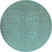 Round Abstract Light Blue Contemporary Rug, con1070lblu