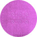 Round Machine Washable Abstract Purple Contemporary Area Rugs, wshcon1070pur