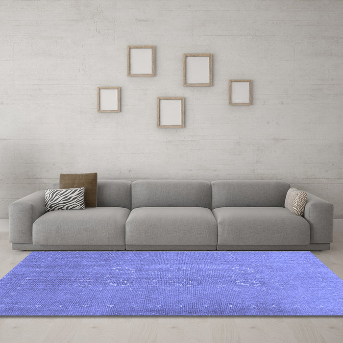 Machine Washable Abstract Blue Contemporary Rug in a Living Room, wshcon1070blu