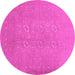 Round Machine Washable Abstract Pink Contemporary Rug, wshcon1070pnk