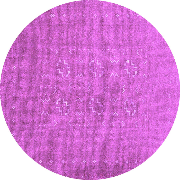 Round Abstract Purple Contemporary Rug, con1070pur