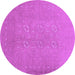 Round Abstract Purple Contemporary Rug, con1070pur