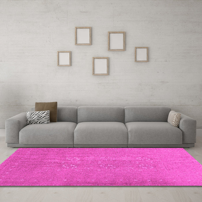 Machine Washable Abstract Pink Contemporary Rug in a Living Room, wshcon1070pnk