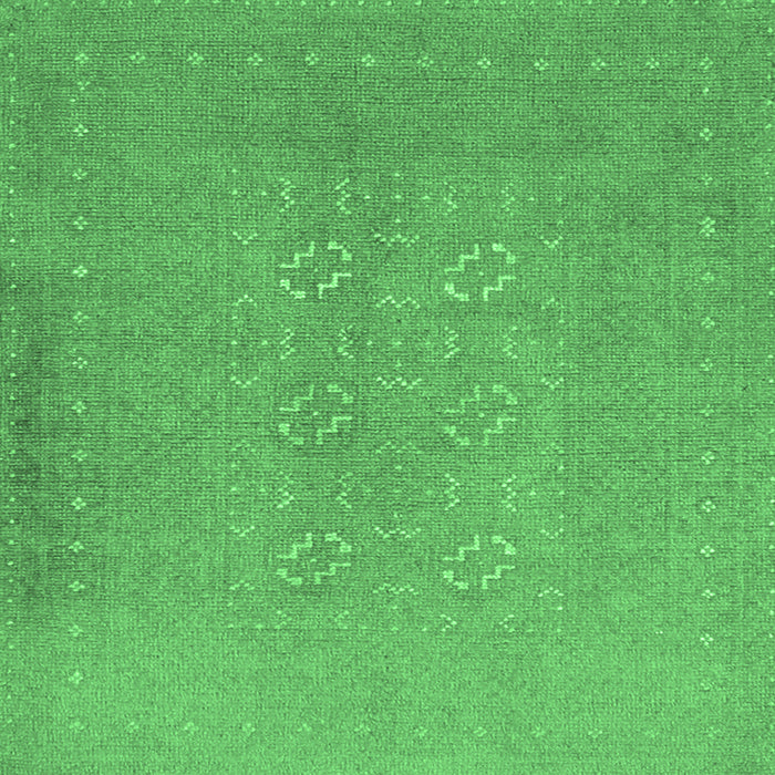 Square Machine Washable Abstract Emerald Green Contemporary Area Rugs, wshcon1070emgrn