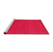 Serging Thickness of Machine Washable Contemporary Red Rug, wshcon1071