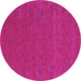 Round Machine Washable Abstract Purple Contemporary Area Rugs, wshcon1071pur
