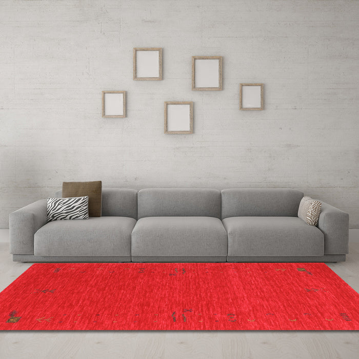 Machine Washable Abstract Orange Contemporary Area Rugs in a Living Room, wshcon1071org