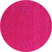 Round Machine Washable Abstract Pink Contemporary Rug, wshcon1071pnk