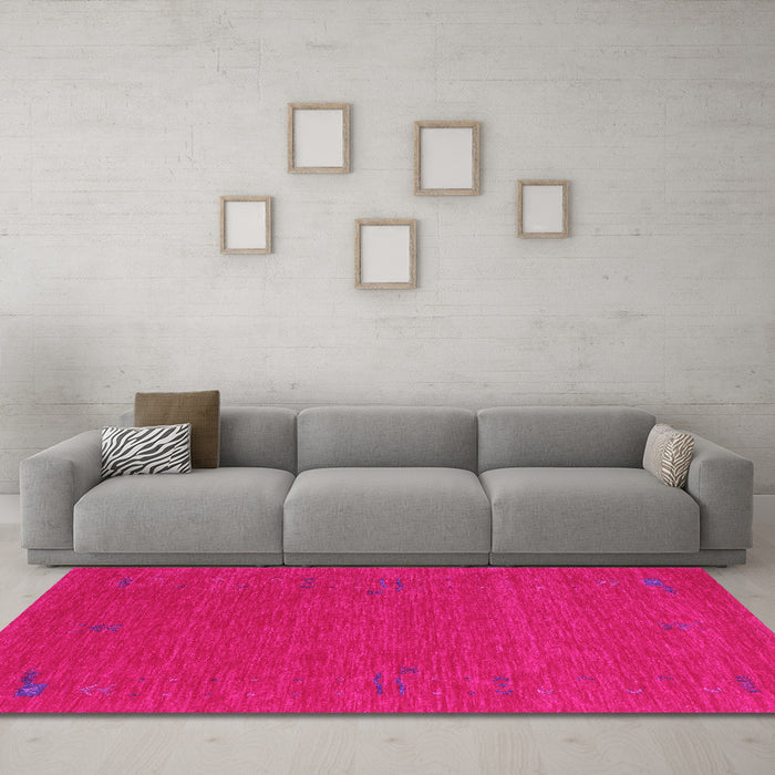 Machine Washable Abstract Pink Contemporary Rug in a Living Room, wshcon1071pnk