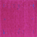 Square Machine Washable Abstract Purple Contemporary Area Rugs, wshcon1071pur
