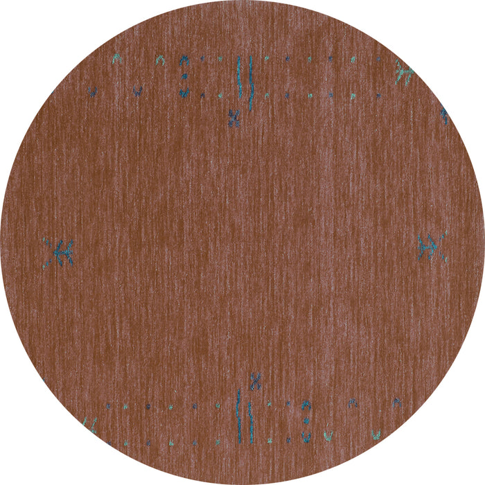 Round Abstract Turquoise Contemporary Rug, con1071turq