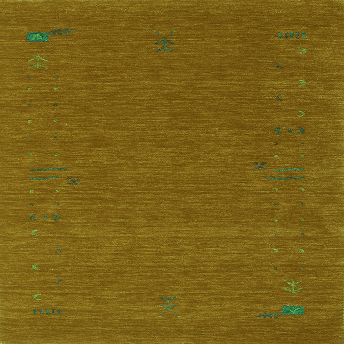 Serging Thickness of Abstract Green Contemporary Rug, con1071grn