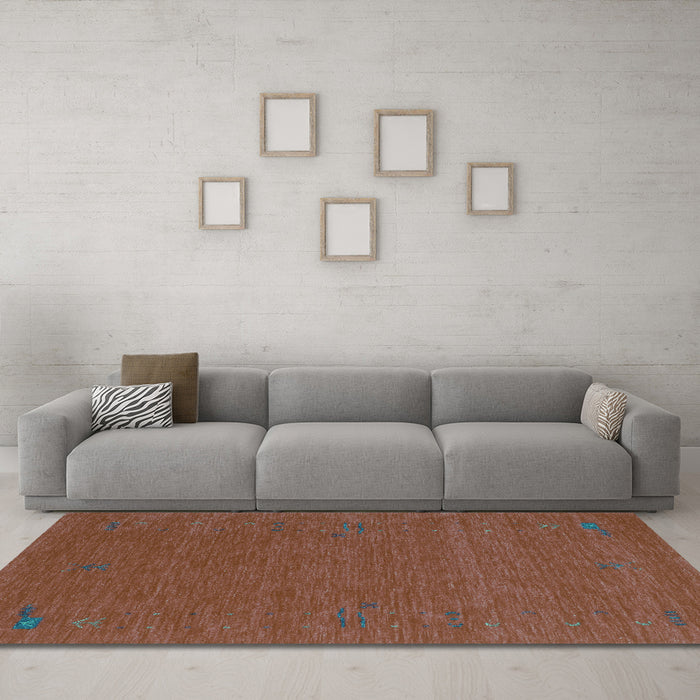 Machine Washable Abstract Turquoise Contemporary Area Rugs in a Living Room,, wshcon1071turq