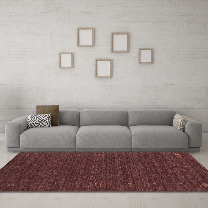 Machine Washable Abstract Brown Contemporary Rug in a Living Room,, wshcon1072brn