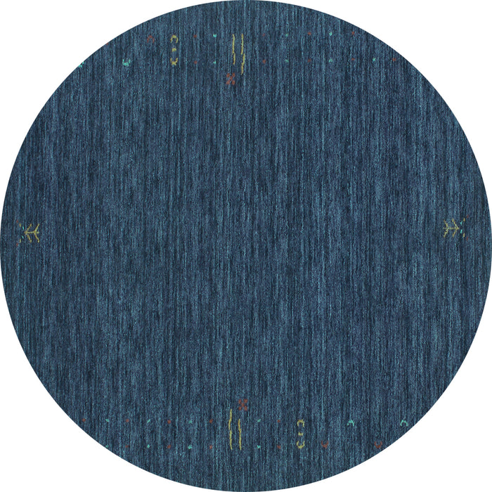 Round Abstract Turquoise Contemporary Rug, con1072turq