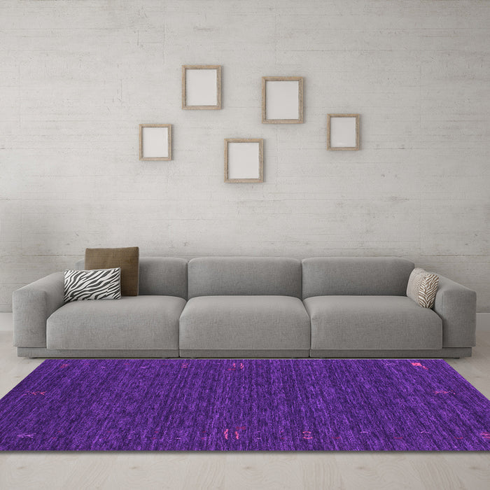 Machine Washable Abstract Purple Contemporary Area Rugs in a Living Room, wshcon1072pur
