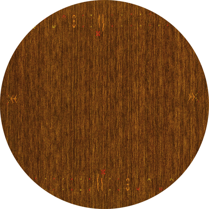 Round Abstract Yellow Contemporary Rug, con1072yw