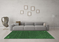 Machine Washable Abstract Emerald Green Contemporary Rug, wshcon1073emgrn