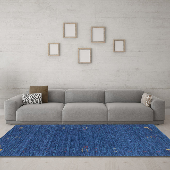 Machine Washable Abstract Light Blue Contemporary Rug in a Living Room, wshcon1073lblu